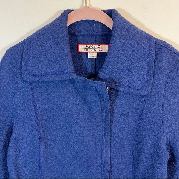Beyond Threads Alpaca Wool Cardigan Zip Up Sweater Blue Women’s‎ Medium Peru - Image 2