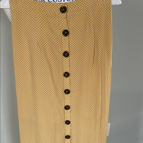 miami Mustard Polka Dot Button-Front Maxi Skirt - Image 2