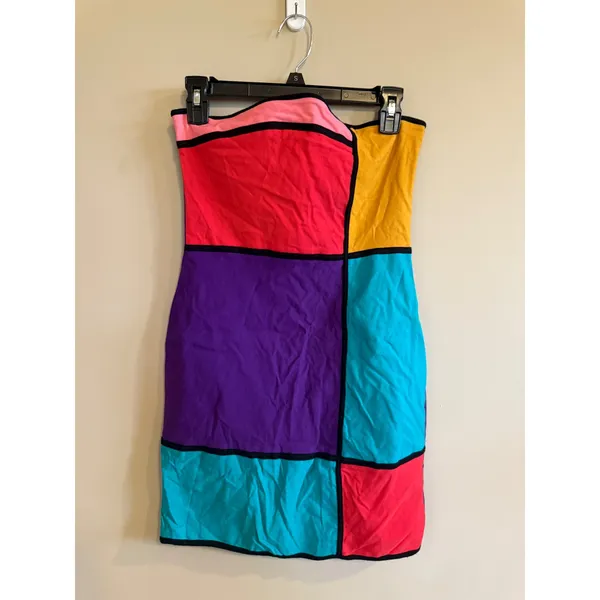 Forever 21 Colorblock‎ Strapless Bodycon Mini Dress L Geometric - Image 5