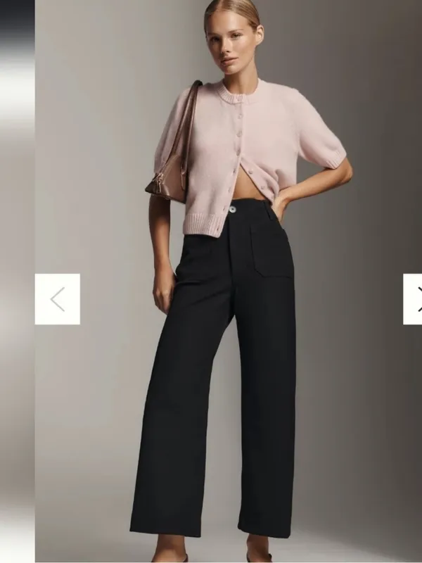 Anthropologie Maeve Colette Black Cropped Wide Leg Pants - Image 2