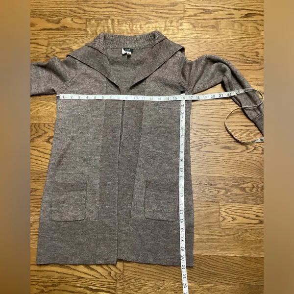 J crew wool blend open front long cardigan Taupe Brown. Size Small. - Image 7