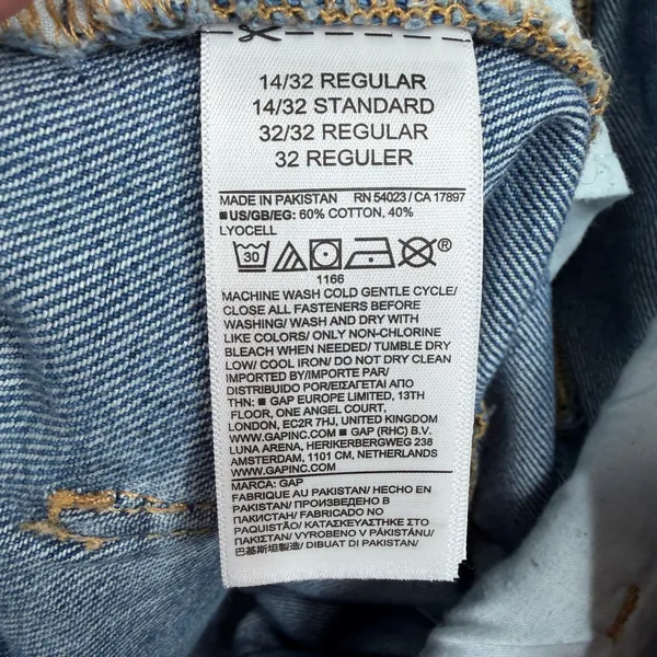 Gap 14 32 Mid Rise Destructed SuperSoft Baggy Jeans Medium Wash Denim 626631 - Image 9