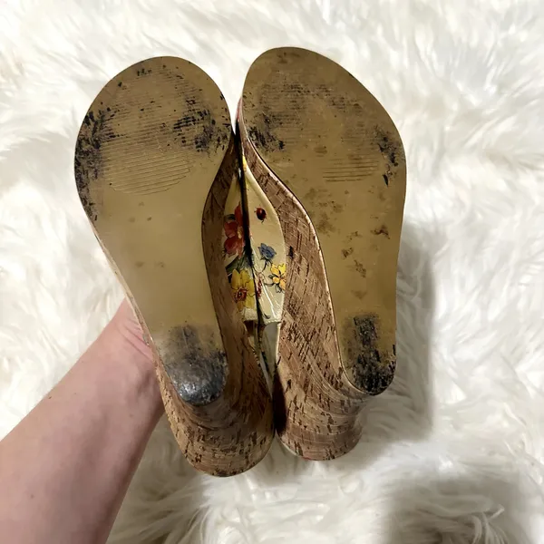 Steve Madden Y2K Floral Slingback Peep-toe Wedge Sz 7 - Image 5