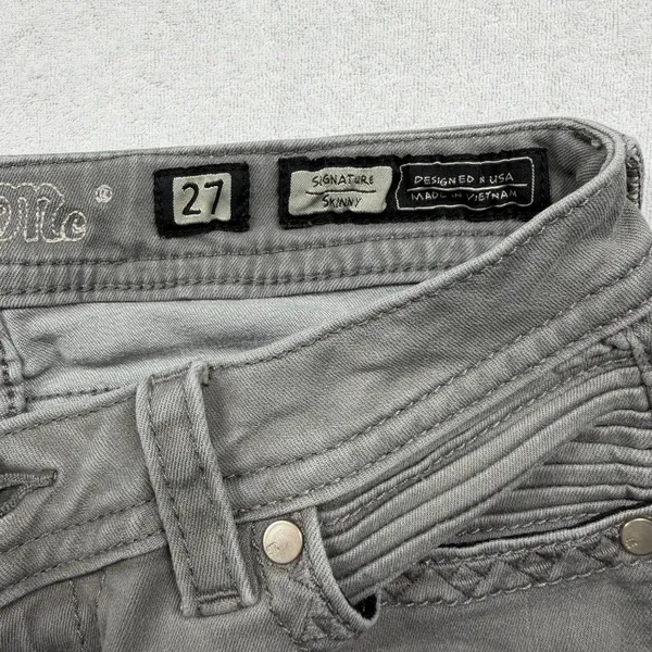 Miss Me Signature Skinny Jeans Women’s Size 27 Gray Mid Rise Stretch Denim - Image 5