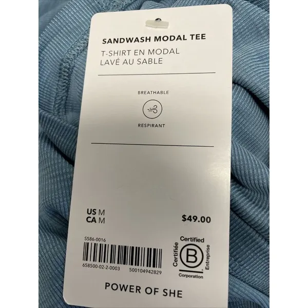New Athleta M Sandwash Modal Tee Women’s Size Medium Skylark Blue - Image 5