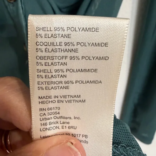 Free People Teal Sheer Mesh Ruched Button Front Long Sleeve Top Sz M - Image 7