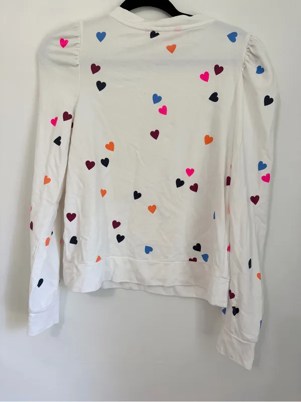Lilly Pulitzer White Multicolor Hearts Jansen Sweatshirt 100% Cotton Size S - Image 4