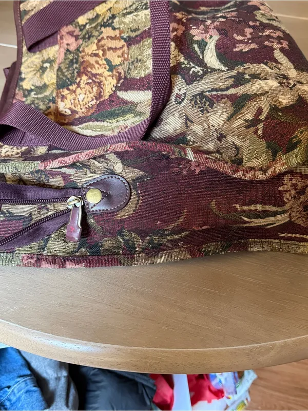 Vintage Ricardo Beverly Hills Floral Tapestry Travel Tote Weekender Carry On - Image 7