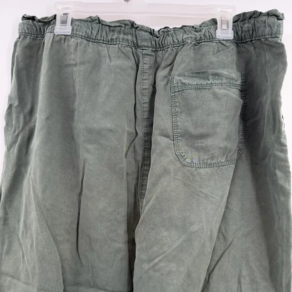 Aerie Lyocell Paperbag Wide Leg Pants XL Olive Green Pull On NWT - Image 4