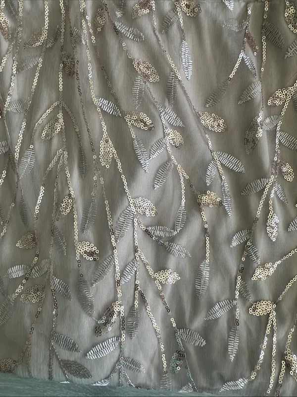 HY Formal Gown with Sequin/Embroidered Leaf Pattern & Tulle Trumpet Hem 12 NWT - Image 8