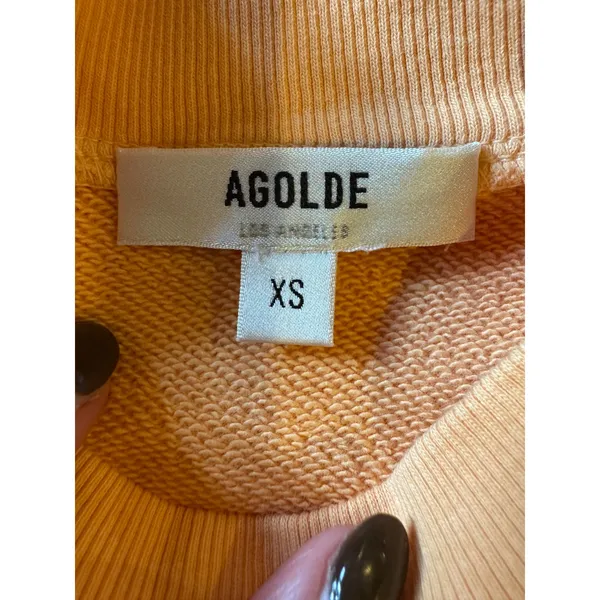 AGOLDE Sweatshirt Women XS Orange Sherbert The Round‎ Shoulder Athleisure NWT - Image 5