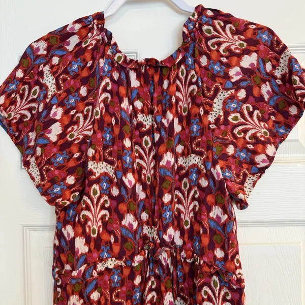 Anthropologie Robin Mini Dress XS‎ Red Pink Babydoll Floral Ruffled Tiered Fairy - Image 5
