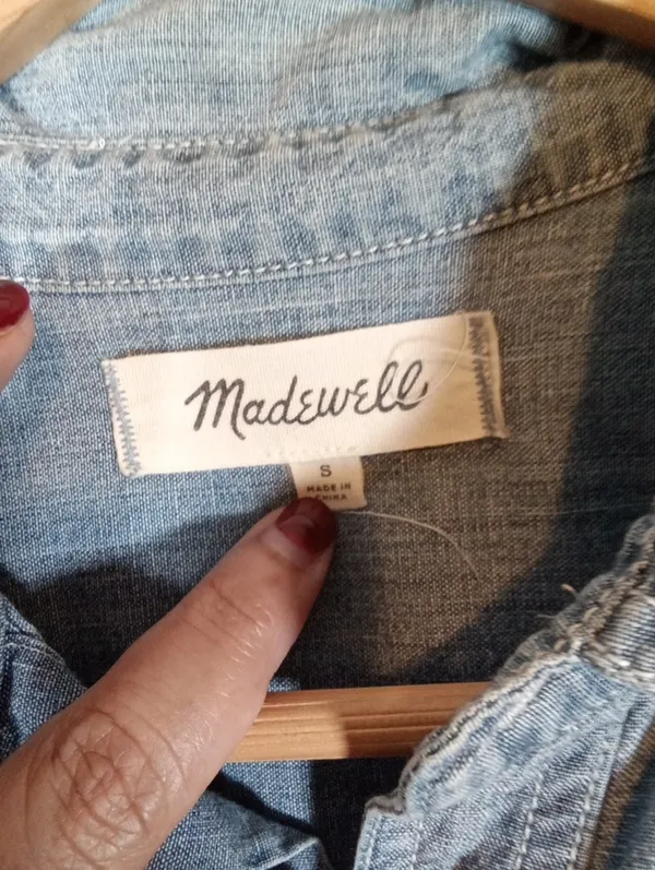 Madewell Womens Chambray Denium Shirt Wash Button Cotton Western Rodeo S - Image 4