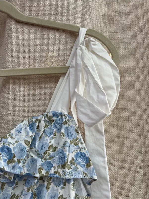 Floral Printed Contrast Shoulder Strap Midi Dress Last One Size Small - Image 13