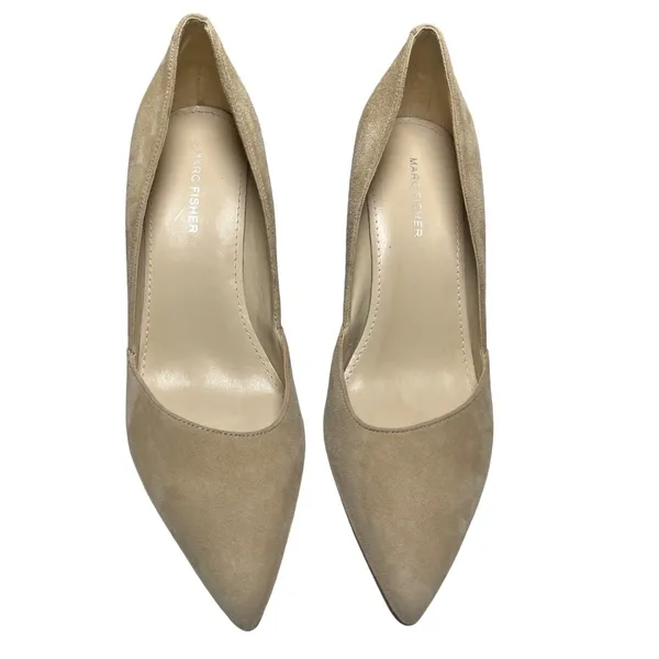 Marc Fisher Tan Suede‎ Pointed Toe D'Orsay Pumps Heels Size 9M - Image 2