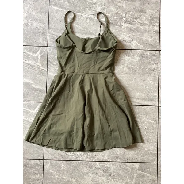 Women Halara NWOT Olive Green Athletic Dress Built-in Shorts Adjustable Strap XS - Image 2