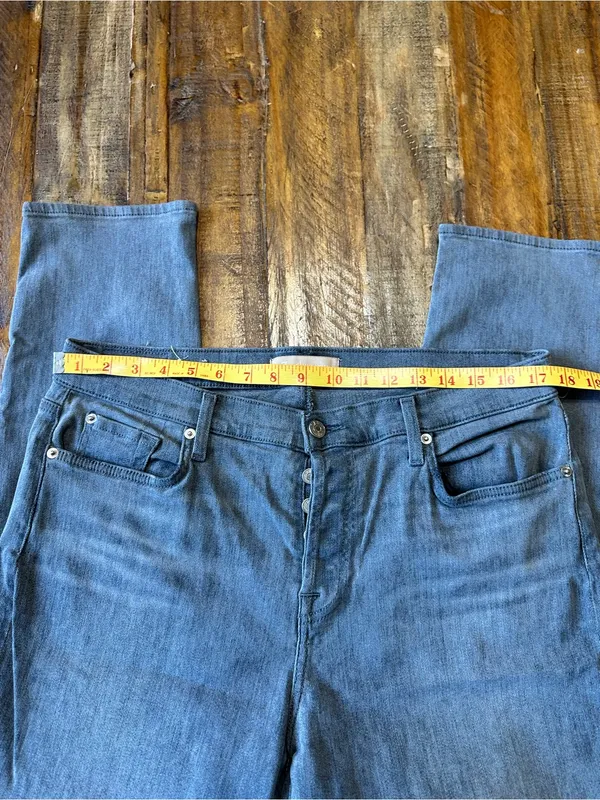 7 For All Mankind Grey Button Fly Skinny Jeans Size 32 - Image 8