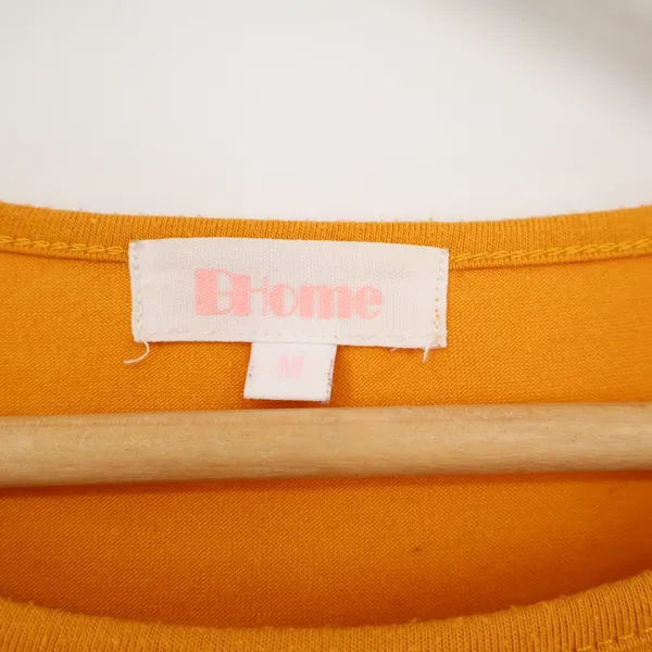 BHome Maternity Mustard Yellow Ruched Side Ruffle Cap Sleeve Top Medium - Image 2