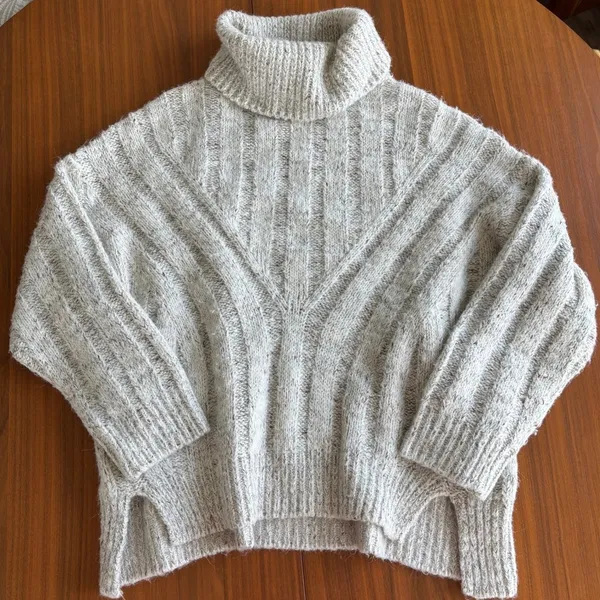 Moon River Chunky Knit Ribbed Turtleneck Sweater M Flecked Coastal Grandma Chic - Image 2