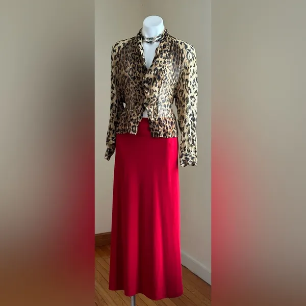 Vintage Anne Pinkerton Sheer Animal Print Leopard Blouse SZ S Good Condition - Image 2