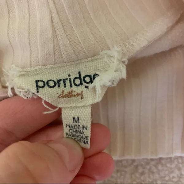 Porridge Clothing Cream Sherpa Mock Neck Pullover Cozy‎ Soft Minimalist M - Image 3