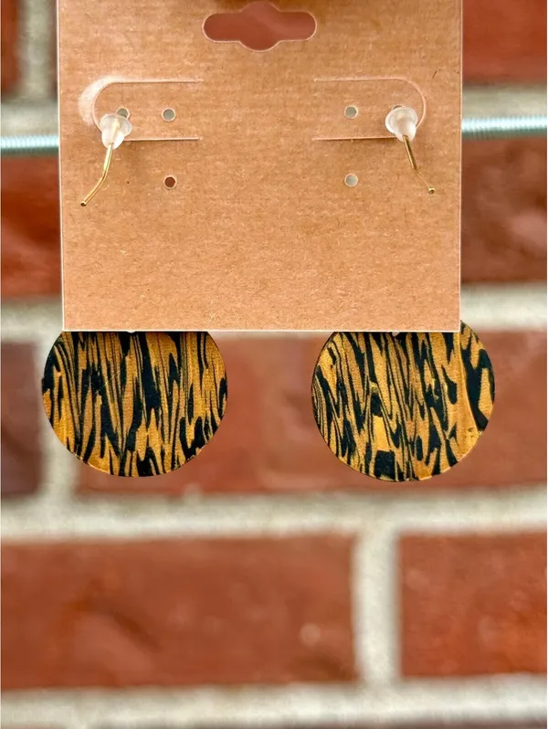 Handmade Polymer Clay Earrings Tiger Color Stripes - Image 2