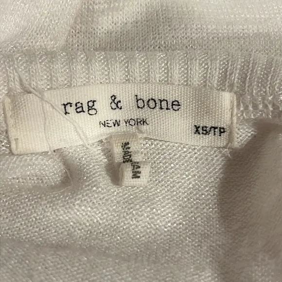 Rag & Bone‎ White Knit Open Back Tee Shirt. Size XS - Image 3