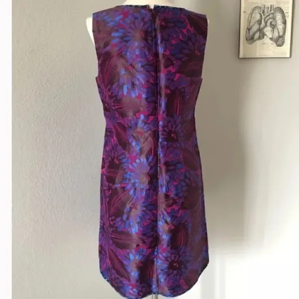 J Crew Sleeveless Floral Print Jacquard Shift Dress in Midnight 0 - Image 4