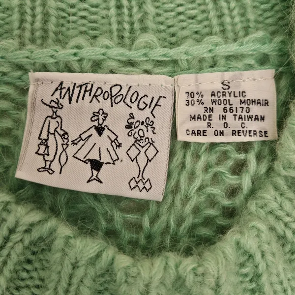 Vintage Anthro Chunky Cable Knit Sweater Dress Green Oversized Retro‎ 90s Size S - Image 6