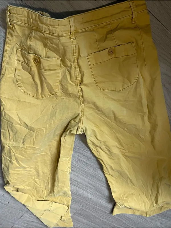 Anthropologie Mustard Yellow Wide-Leg Button-Front Pants - Image 2