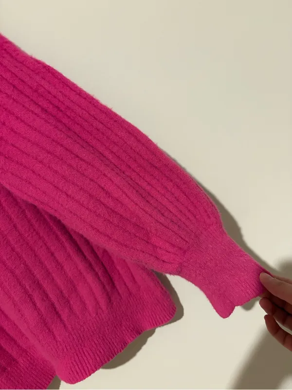 aerie buttercream Ribbed Crewneck Sweater Hot Pink size‎ medium - Image 5