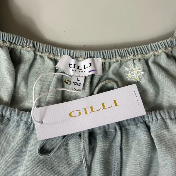 Gilli California Cowgirl Boho Embroidered Bleach Wash Denim Wash Size L NWT - Image 7