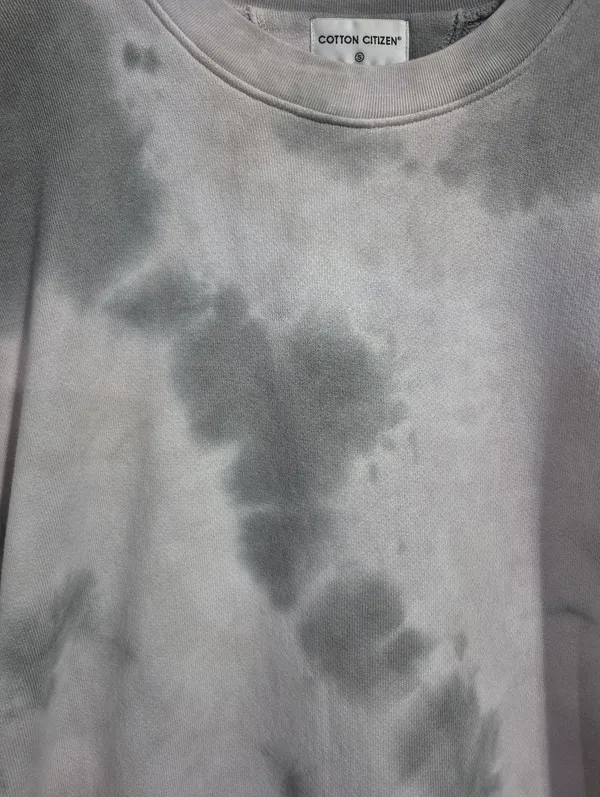 Cotton Citizen Womens Brooklyn Light Gray & Charcoal Tie-Dye Crewneck Sweatshirt - Image 5