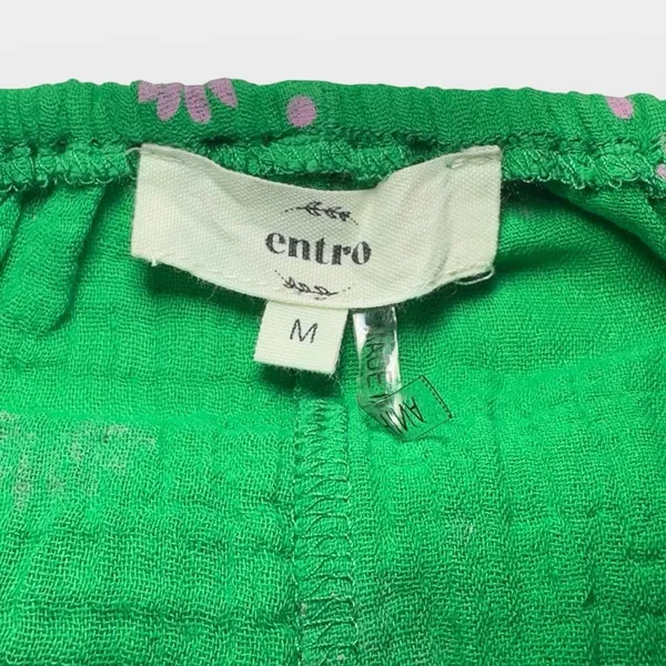 Entro Green Floral Babydoll Top with Bow Tie Spring Open Back Detail MEDIUM - Image 9