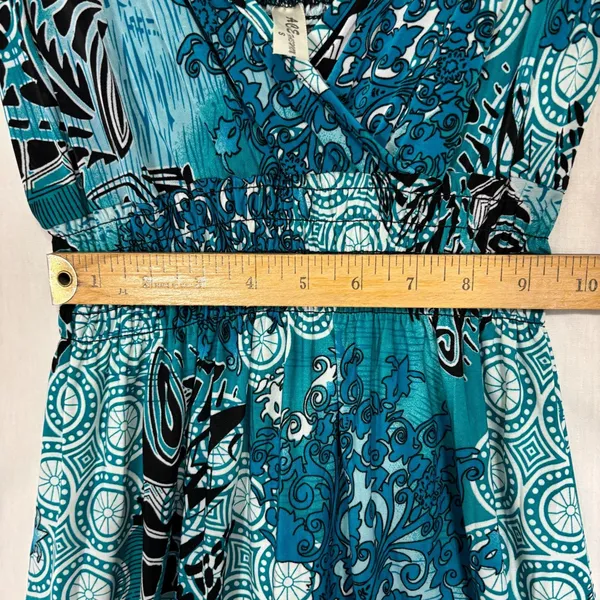 Smocked Empire Waist Maxi A-line Dress Sz S Turquoise‎ Boho Beach Feminine Ocean - Image 5