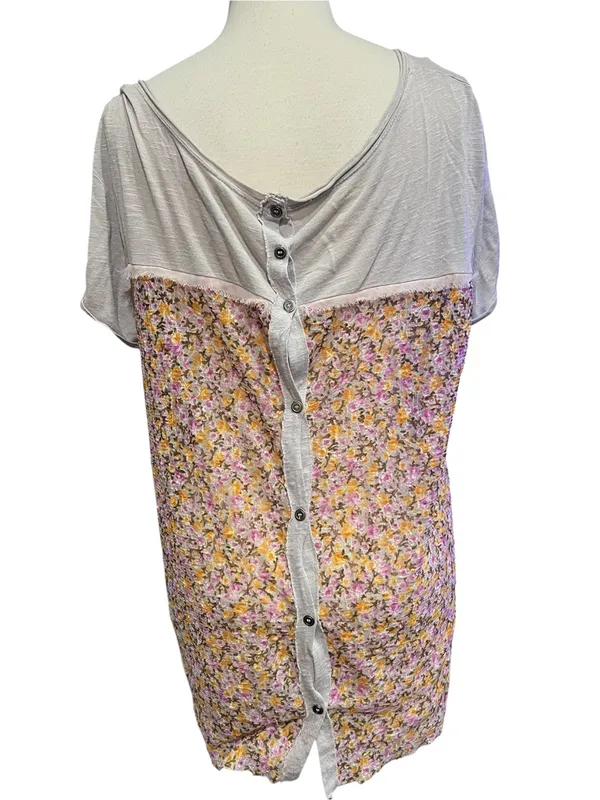 Free People XS Top Linen And Floral With Buttons Down The Back - Image 2
