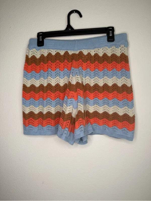 Rip Curl Women's Santorini Sun Crochet Shorts Striped Crochet Knit High-Waist - Image 5