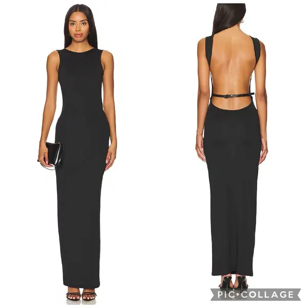 Superdown Trista Black Maxi Dress- Open Back Size Xxs - Image 2