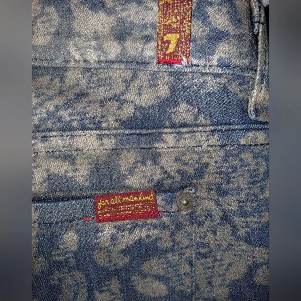 7 For All Mankind Size 29 Floral Metallic Brocade Textured Denim Jeans - Image 15