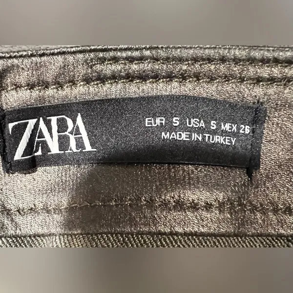 Zara Metallic Faux Leather Skirt With Stretch Size Small - Image 6