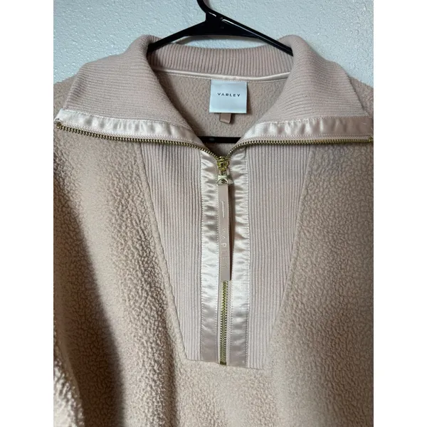 Varley Wallace Half-Zip Fleece‎ Pullover Blush Tan Teddy Sherpa Size Small - Image 4