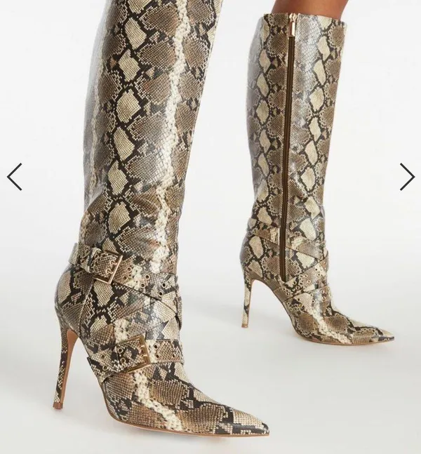 🆕 Snake Print Wide Calf Stiletto Boots - Image 2