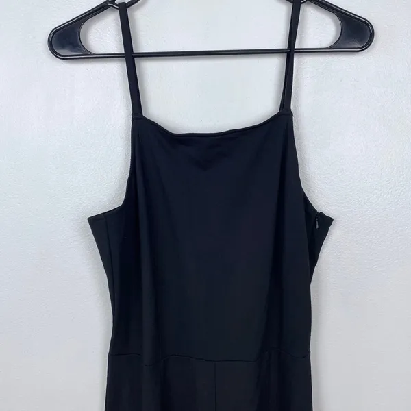 Leith Black Sleeveless Jumpsuit Square‎ Neck Wide Leg Spaghetti Straps Medium - Image 3