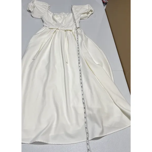 Timeless Collection A-Line Midi Dress Puff Sleeve Cut Out Womens XS Off White - Image 8