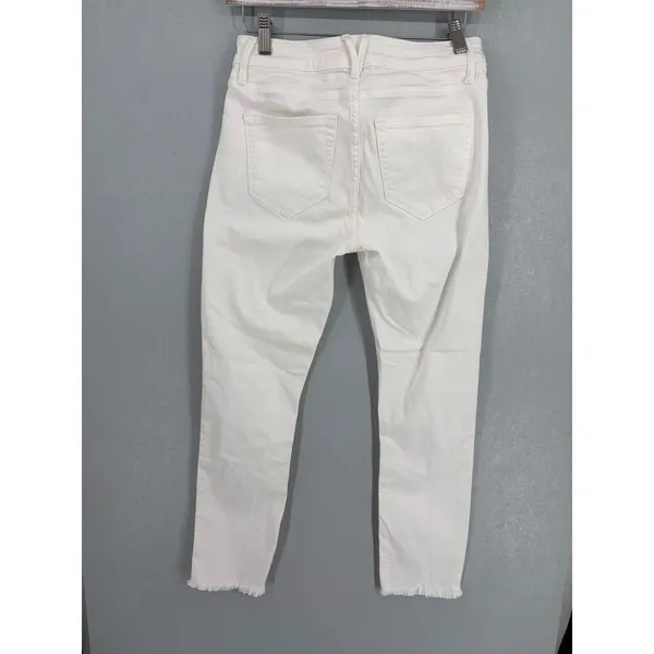 Vineyard Vines Womens Jeans High Rise Straight Crop Raw Hem White 26 - Image 3