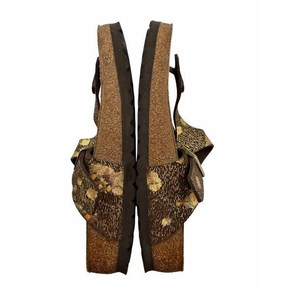 Birkenstock Gizeh Metallic Gold Splatter Leather Thong Sandals Brown EU 37 US 6 - Image 6