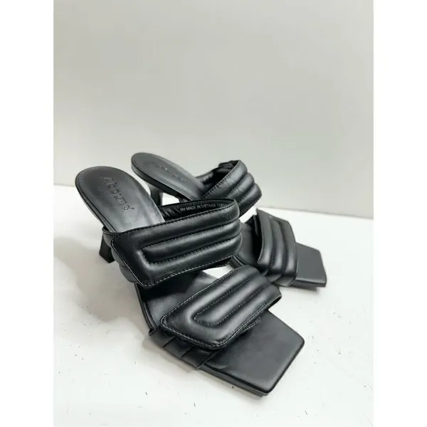 Abound Shoes Womens Size 6 Qarly Heeled Black Square Toe Slip On Sandals‎ - Image 4