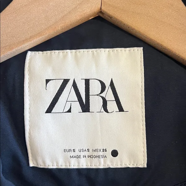 Zara Belted Trench Coat Double Breasted Long Navy Blue Size‎ Small - Image 7