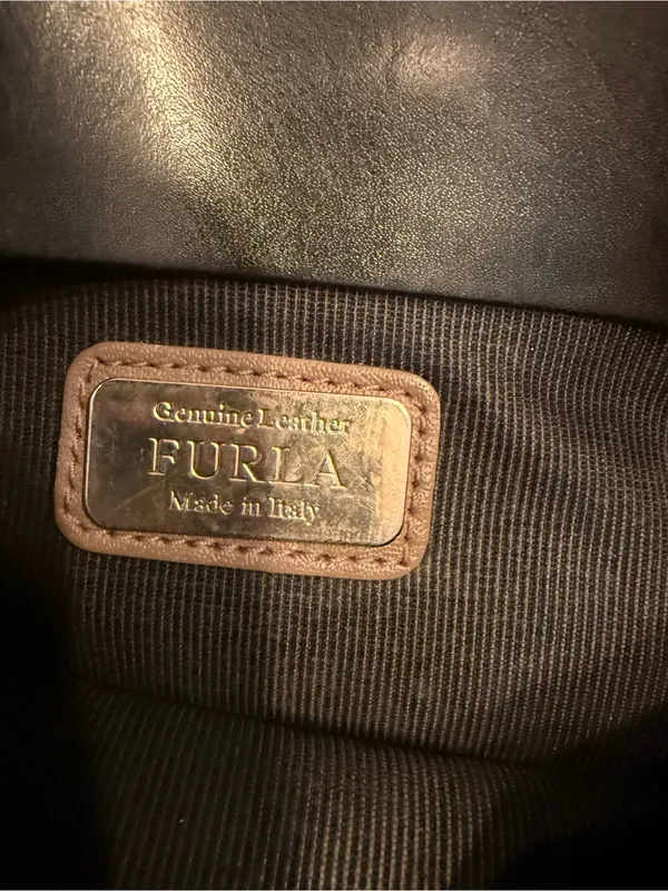 Furla Black and Beige Snake-Effect Messenger Bag - Image 9