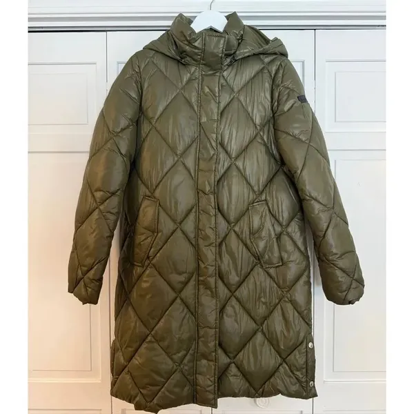 Sam Edelman olive green diamond quilted longer puffer jacket m - Image 2